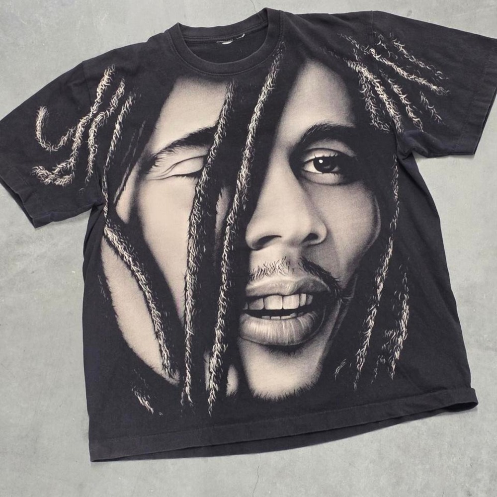 Vintage 90s Bob Marley AOP Reggae graphic tee single stitch